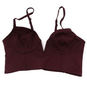 Free People Intimately Brianna Longline Bra Black Sugar Burgundy Size XS New